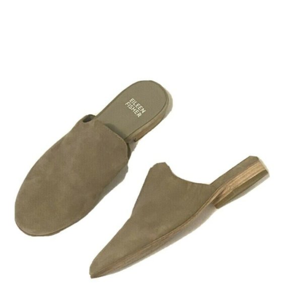 Eileen Fisher 5.5 Dion Suede Mules Slides Brown - Picture 3 of 6